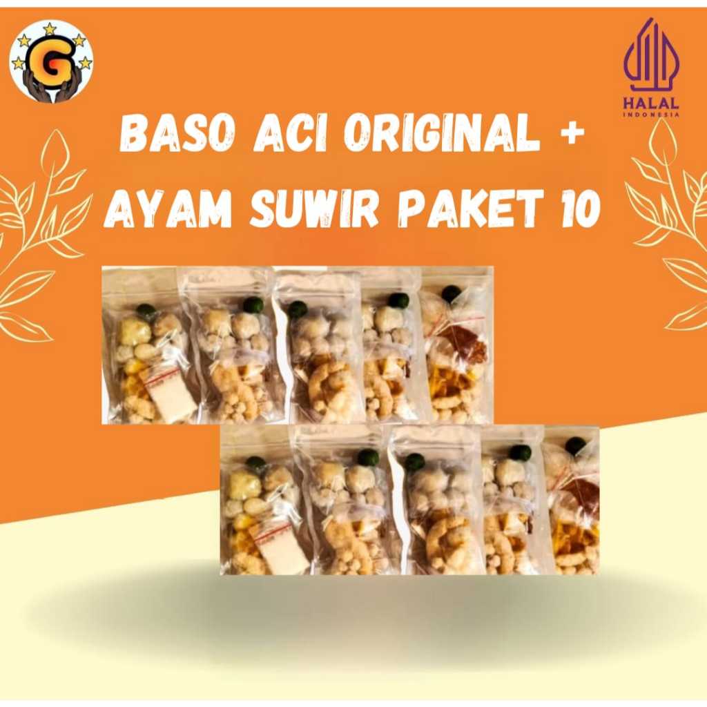 

Baso Aci Original + Ayam Suwir paket 10 Bungkus Terjangkau Enak Gurih Pedas Dan Nikmat