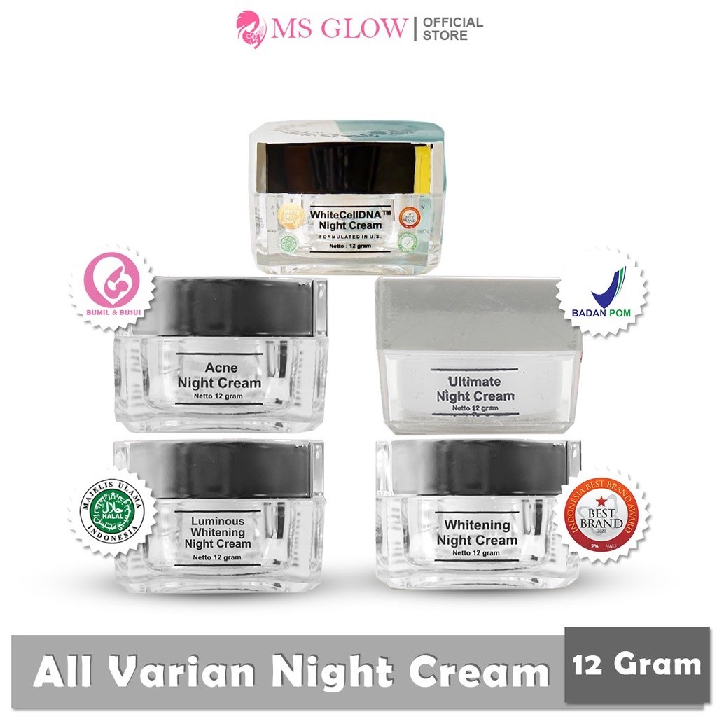 Ms Glow Night Cream Whitening | Cream Malam Ms Glow | Ms Glow Cream Malam Luminous