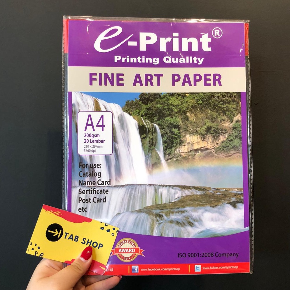 

Ready Stock GIDIH TAB SHOP EPRINT FINE ART PAPER 2 GSM A4 2 LEMBAR EPRINT KERTAS SENI BAGUS 2 GSM A4 2 LEMBAR S35 Serba Murah