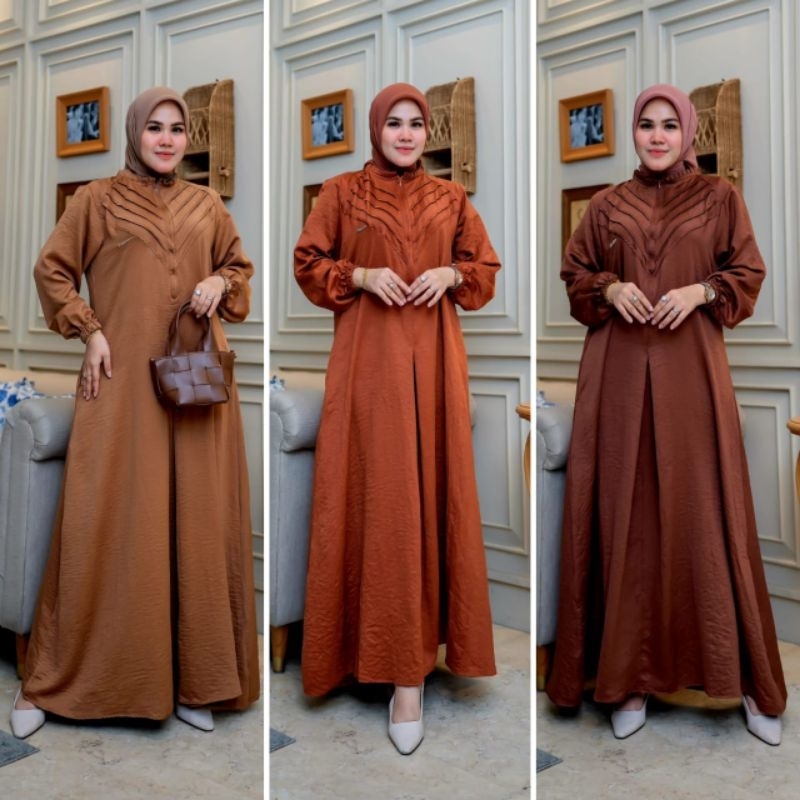 (COD) GAMIS POLOS PESTA MODEL "V" BAHAN SILK SUTRA BUSUI STANDAR JUMBO DRESS POLOS KONDANGAN TERLARI
