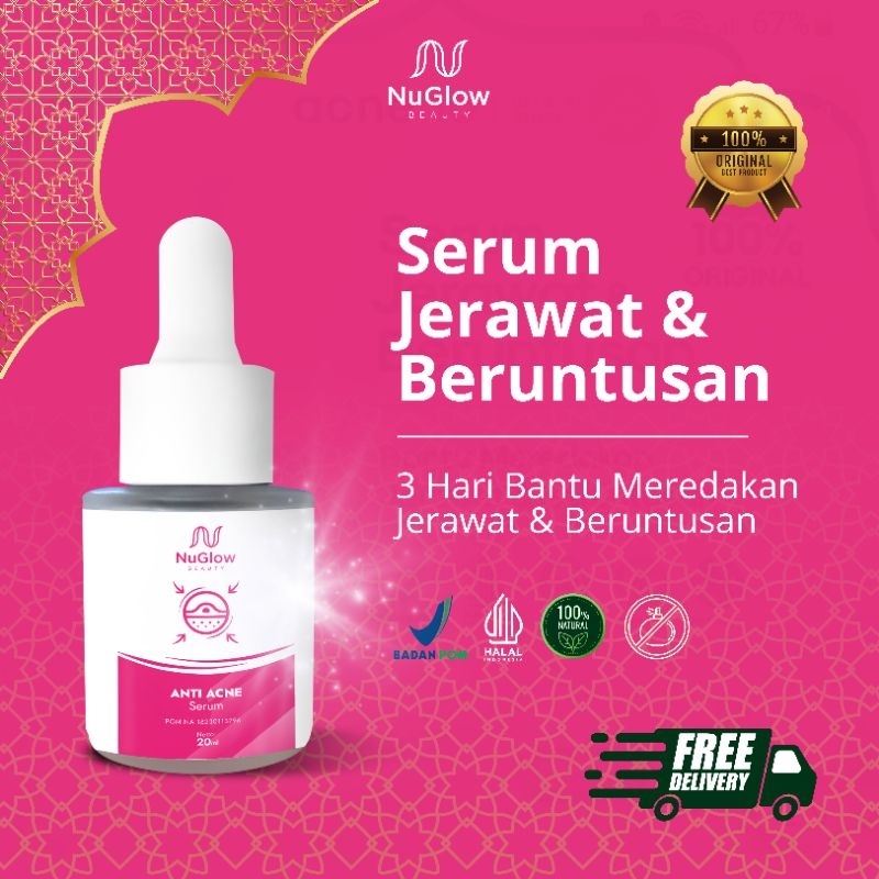 SERUM JERAWAT NUGLOW ANTI ACNE 20 ML / 3 HARI MEREDAKAN JERAWAT MERADANG KEMERAHAN / SERUM JERAWAT D