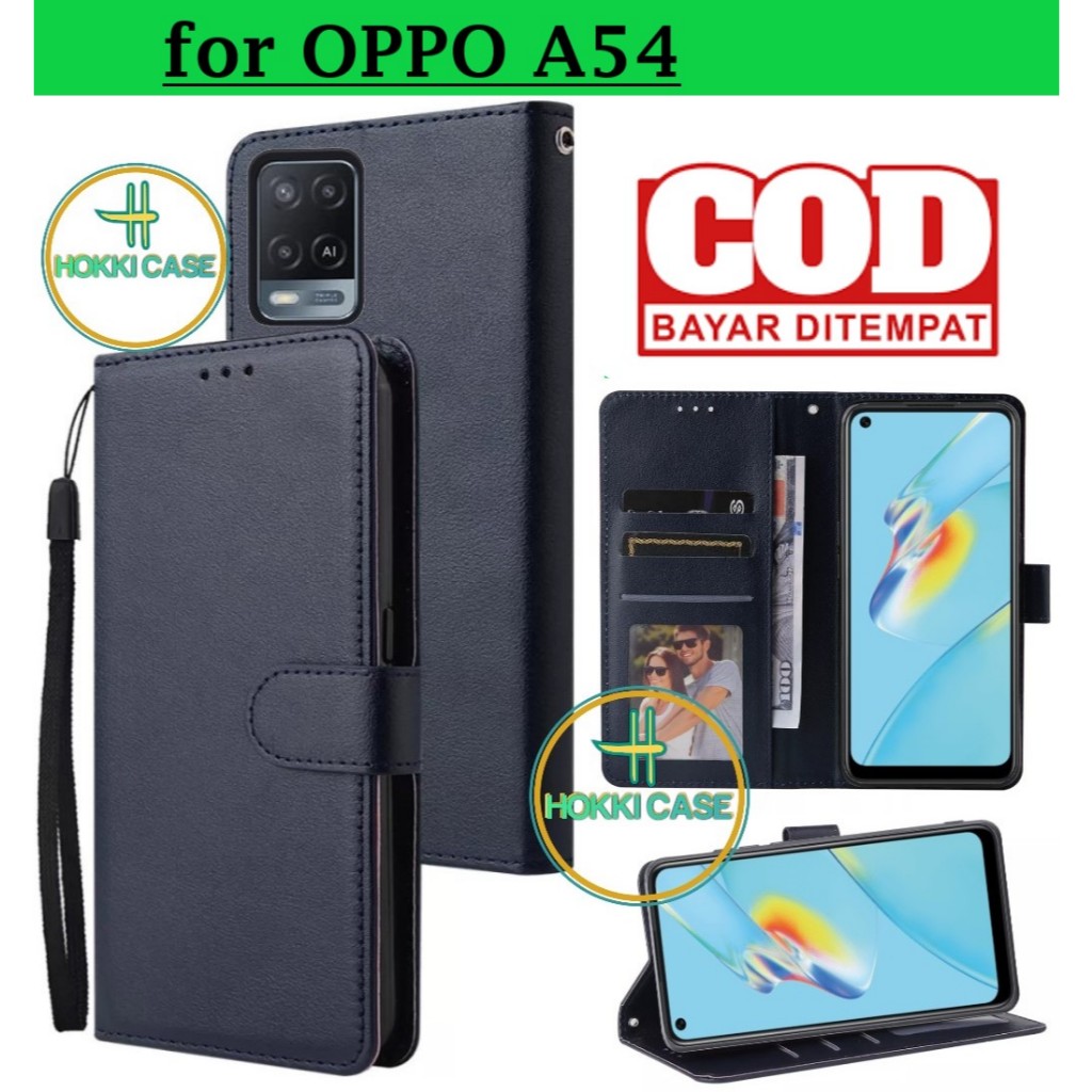 DOMPET HP UNTUK OPPO A54 NEW 2021 LEATHER FLIP CASE OPPO A54 NEW 2021