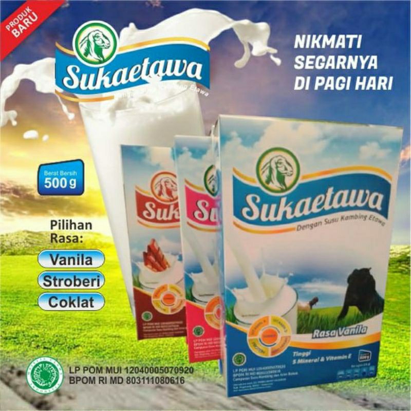 

Susu kambing suka etawa cokelat strobery vanila | susu kambing untuk sendi 200g