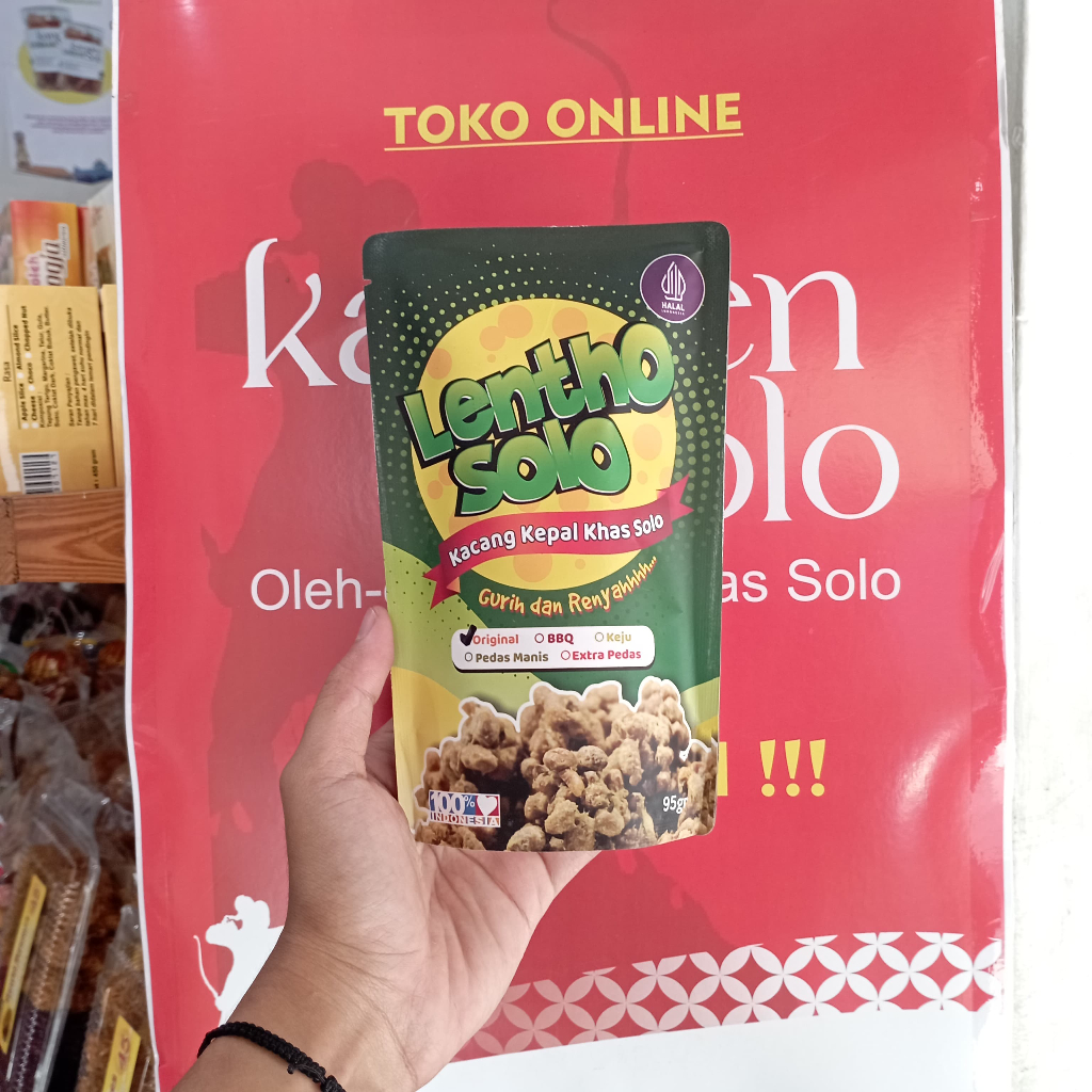 

Sekar_Shop07 Lentho Solo Cemilan Kacang Tanah 95Gr Original Bbq Pedas Khas Solo