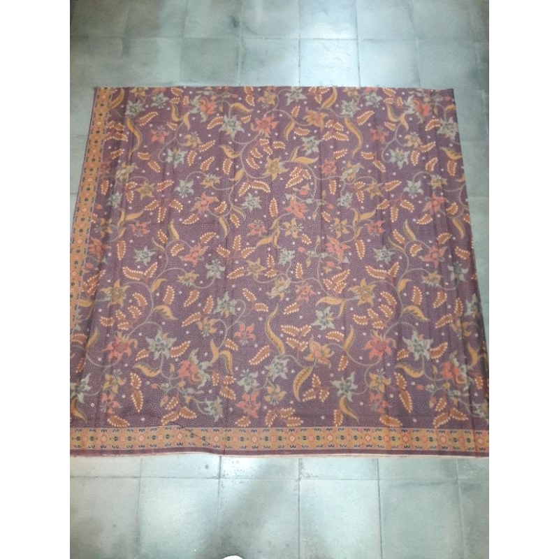 kain batik katun dobby premium motif abstrak daun warna maroon