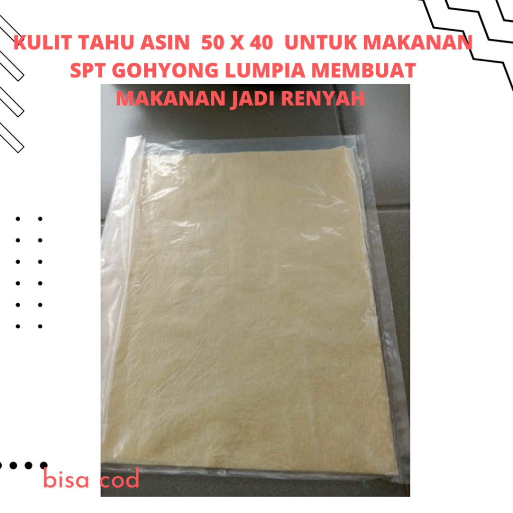 

Kulit tahu asin 50 x 40 untuk makanan spt gohyong lumpia membuat makanan jadi renyah