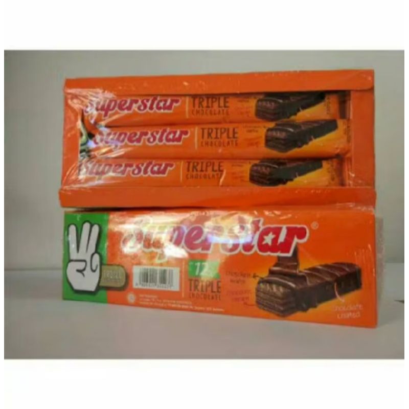 

superstar triple waffer coklat 1 box isi 24