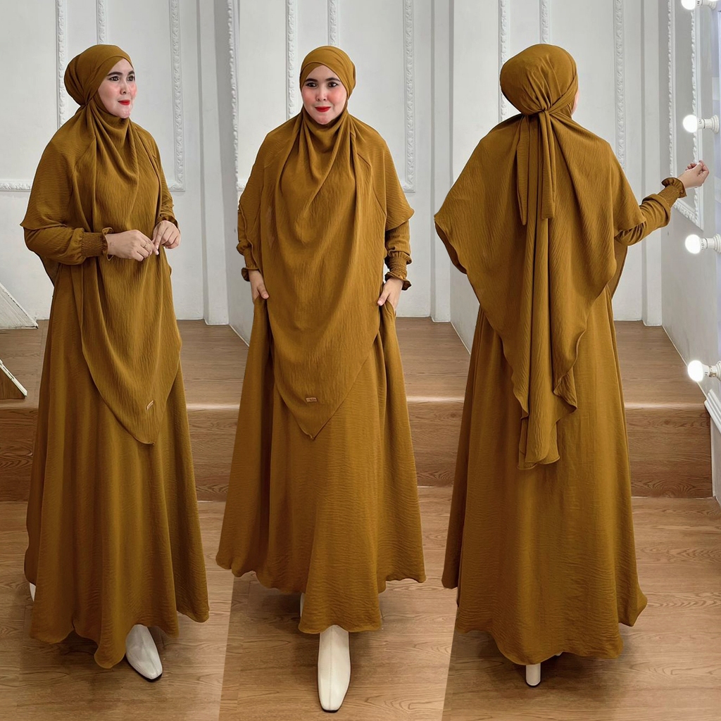 BISA COD Set Gamis Syari Kode DELANI Bahan Kringkel Airflow Premum By Ory AjeZas Collection