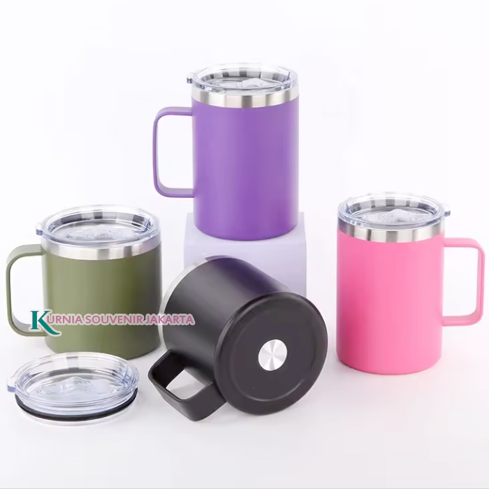 Mug 350ml-mug coffee unik-mug stainless-mug stainless hitam
