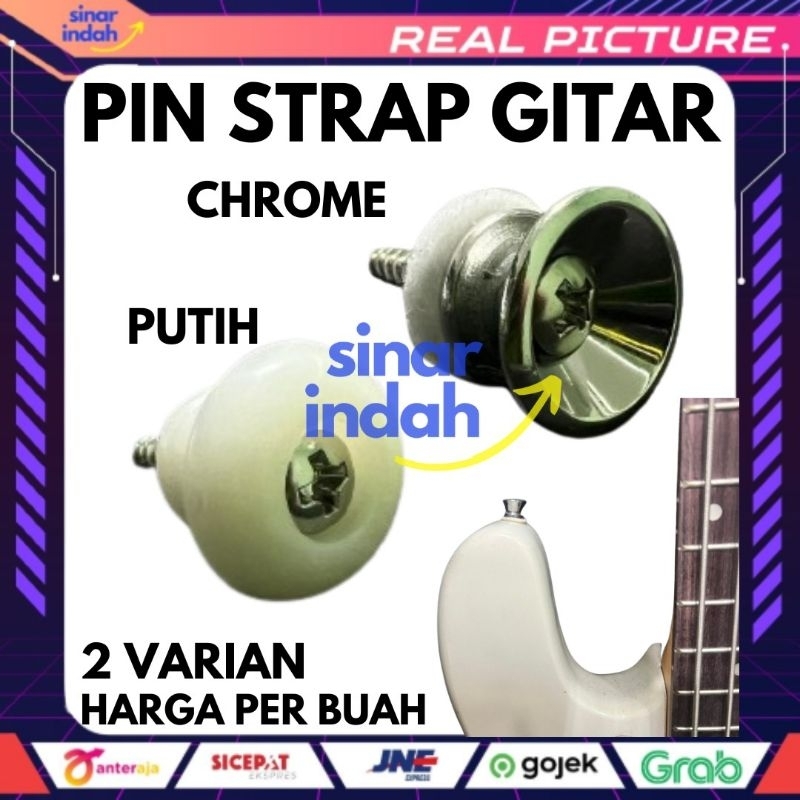 Pin Sabuk Gitar / End Pin / Pin Strap Gitar Pin Sandan Gitar Chrome Gading