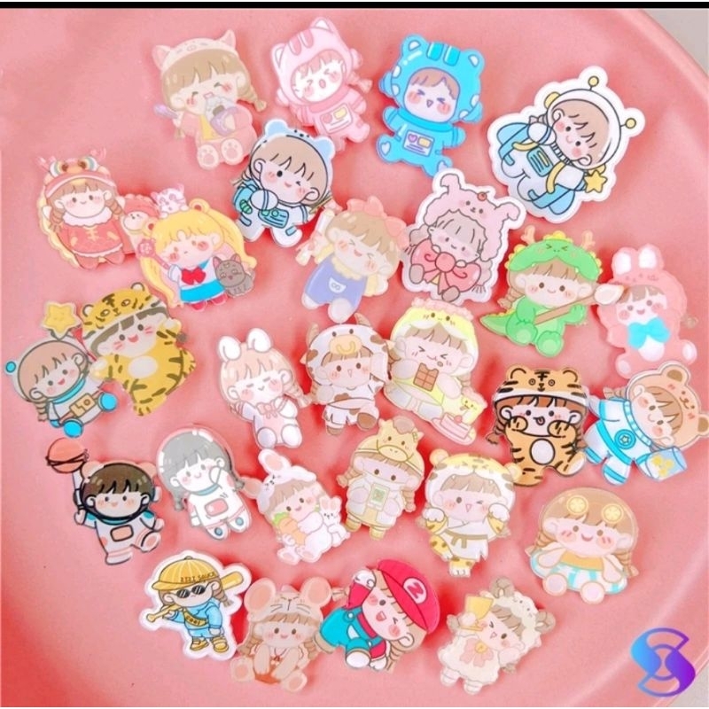 Pin akrilik tas aksesoris 1 buah bros/kreatif lucu pakaian  lencana lucu versi Korea/PIN TAS LUCU