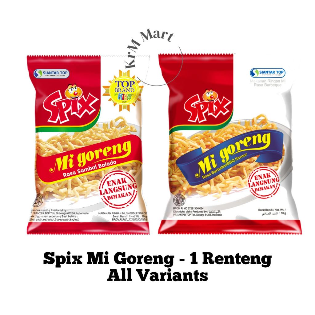 

Spix Mi Goreng rasa Sambal Balado BBQ Barbekiu 1 renteng isi 10 pcs mie