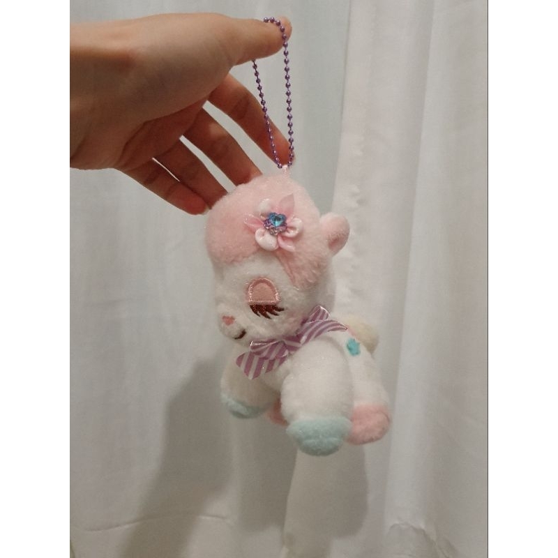 Amuse Keychain Boneka Unicorn Kuda Bunga Pink Pita Ungu