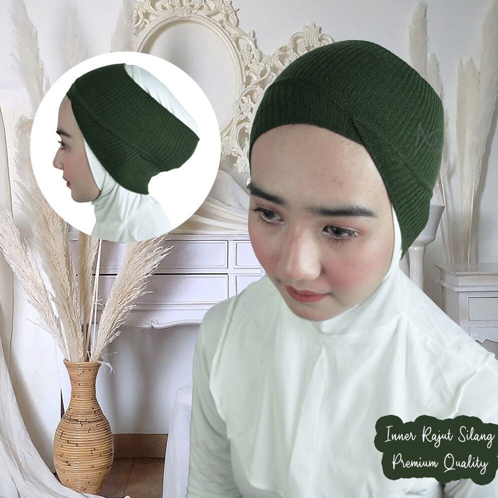 Deanda Collection - Inner Hijab Rajut Motif Salur Silang / Ciput Rajut Motif Salur Silang / Bandana 