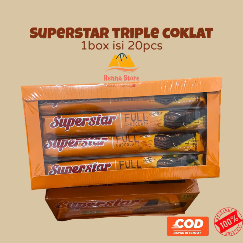 

(1box isi 20pcs) Roma SUPERSTAR WAFER Triple Chocolate Full