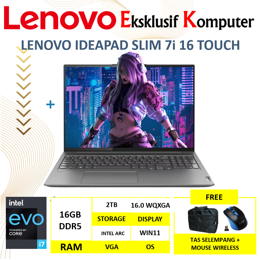 Laptop Lenovo Ideapad Slim 7i 16 Intel EVO i7 12700H 16GB DDR5 2TB SSD Intel A370M 16 WQXGA Touch