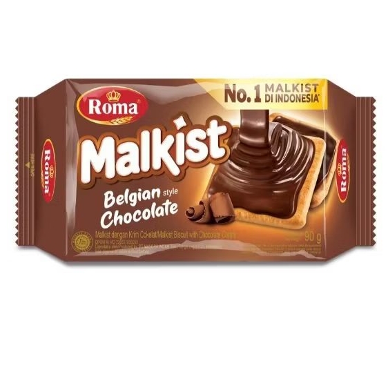 

Biskuit Roma Malkist cream Belgian style chocolate 90gr krim cokelat coklat