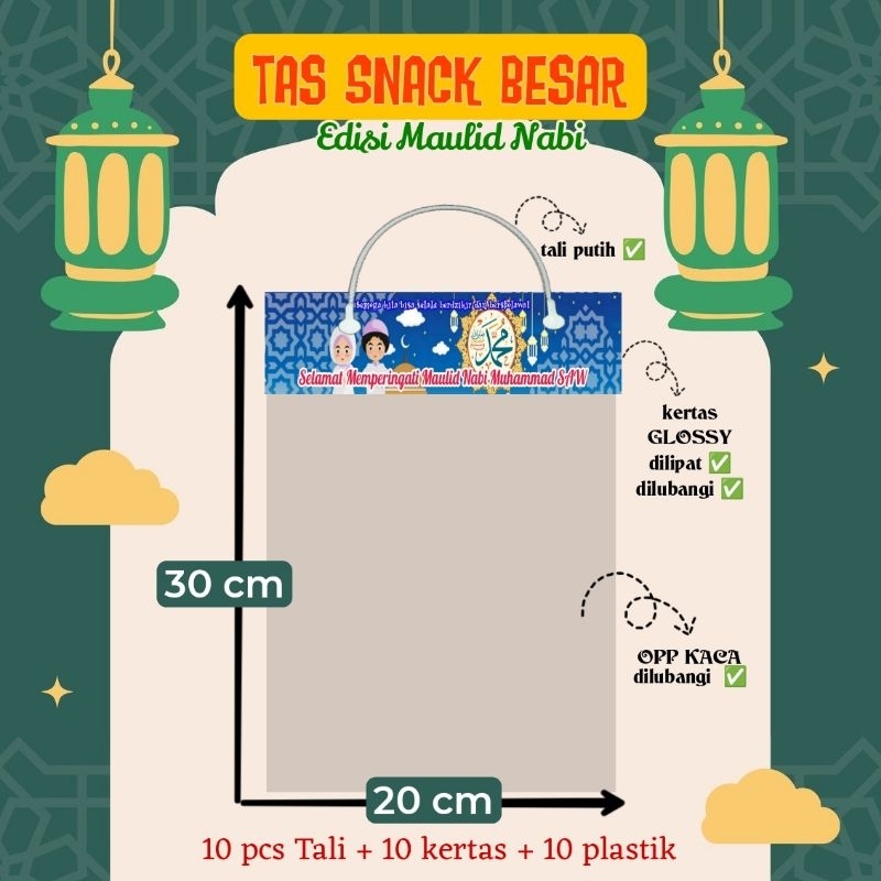 

Tas Snack / Kertas Label Snack/ Hampers Edisi Maulid Nabi