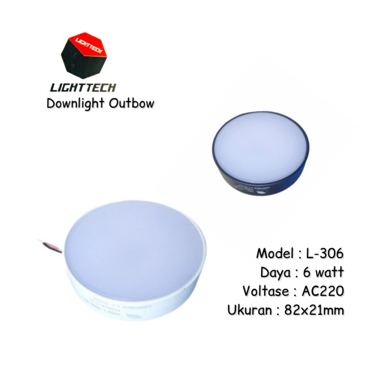Lampu Downlight outbow mini Led 6wat/Lighttech Utrathin surface Downlight L306