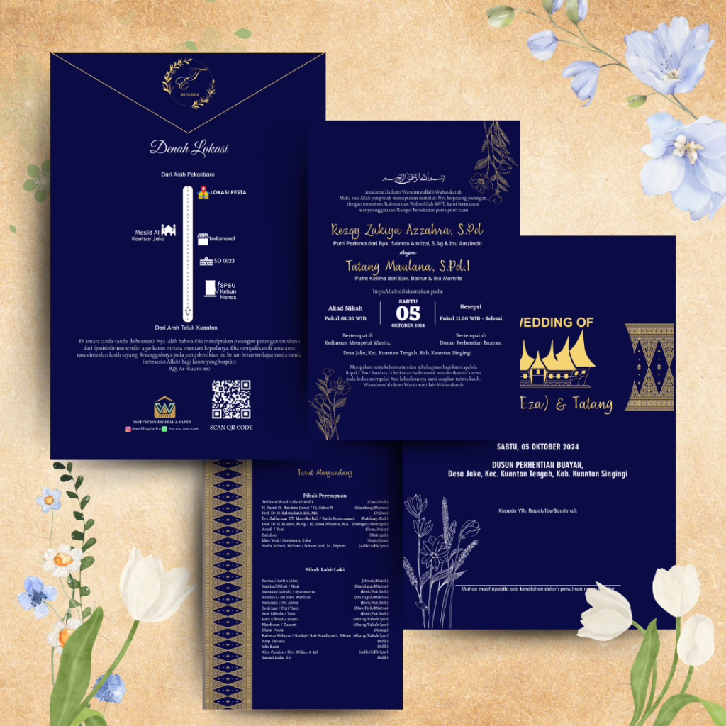 [MINANG] Cetak Undangan Batik-Gold Hardcover Amplop Pernikahan Separasi Custom Kertas/Paper Wedding 