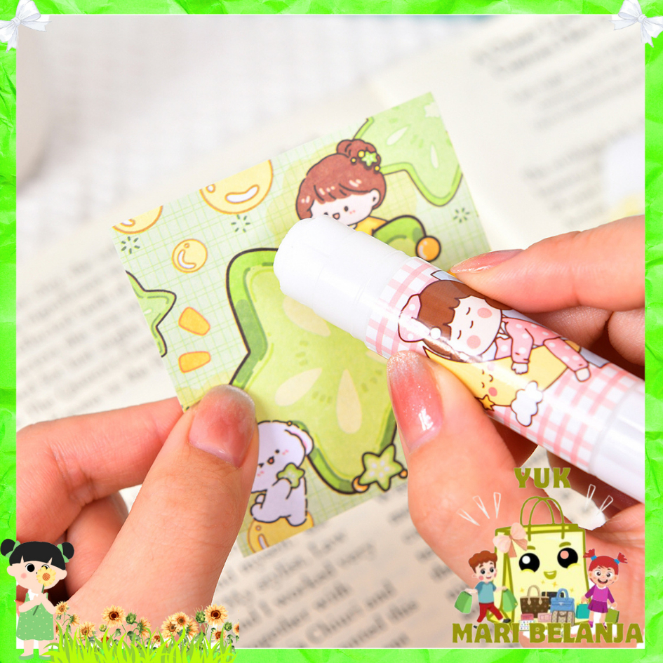 

YMB Lem Perekat Kertas Padat Glue Stick Lem Stik Batang Putar Sekolah Kantor Motif Korea Lucu