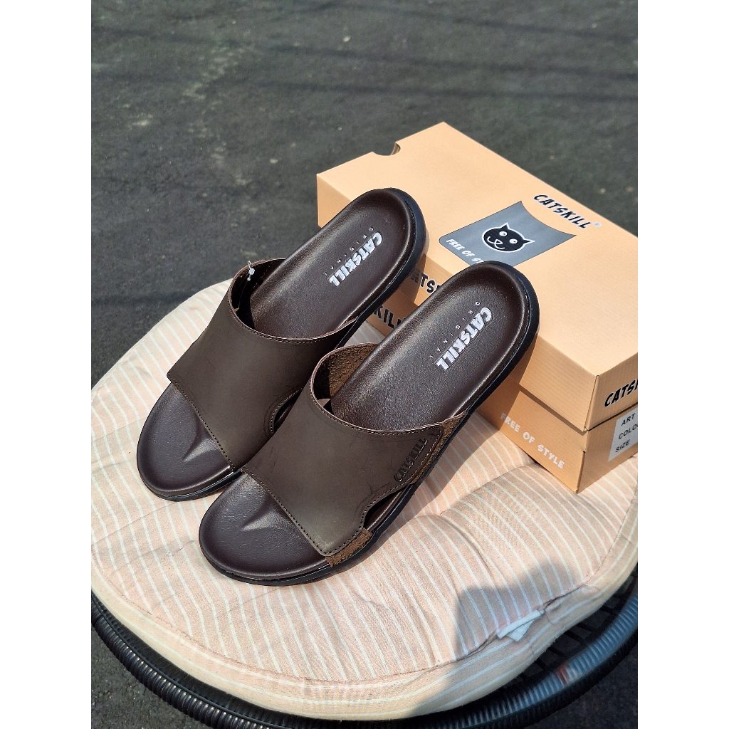 Sandal pria - sandal slop pria - sandal slop kulit - sandal catskill