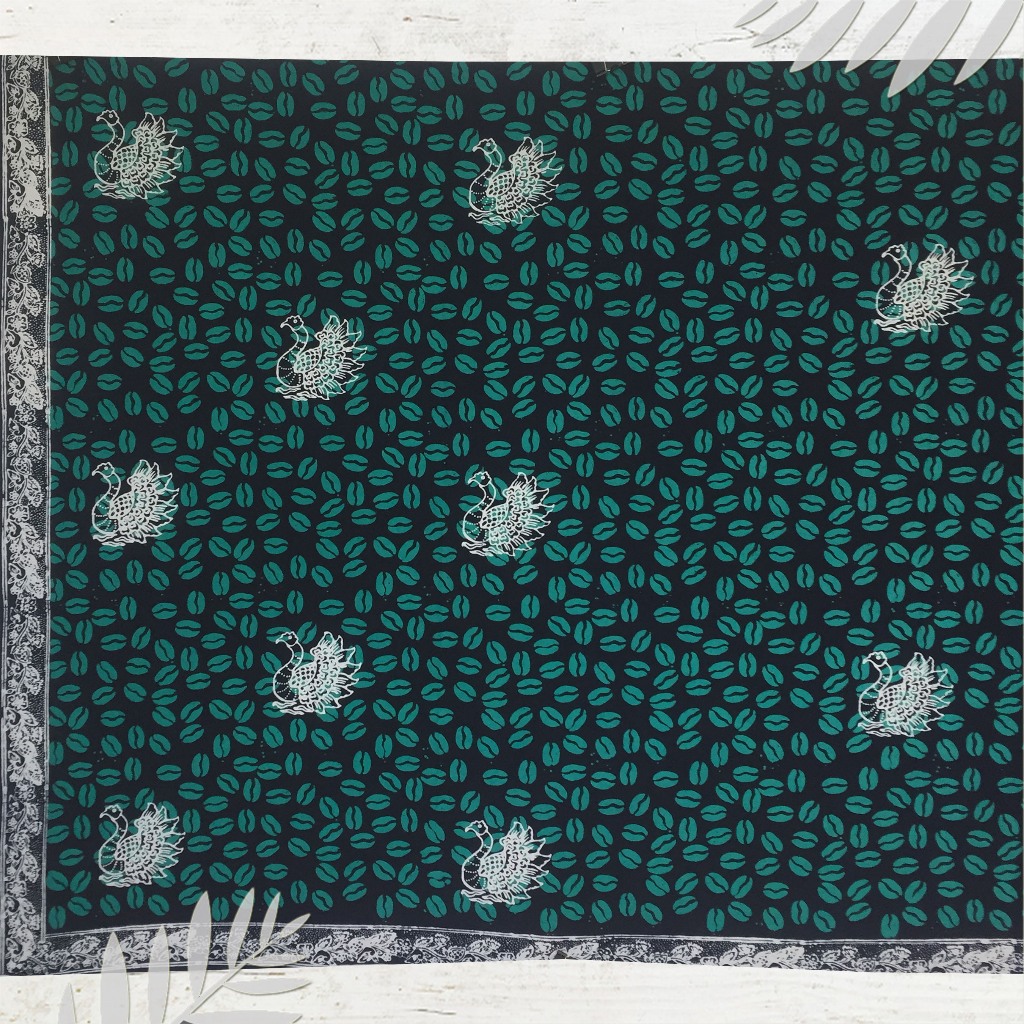 Batik jambi motif kopi hijau | dasar bahan baju (Panjang.2m Lebar.105cm)