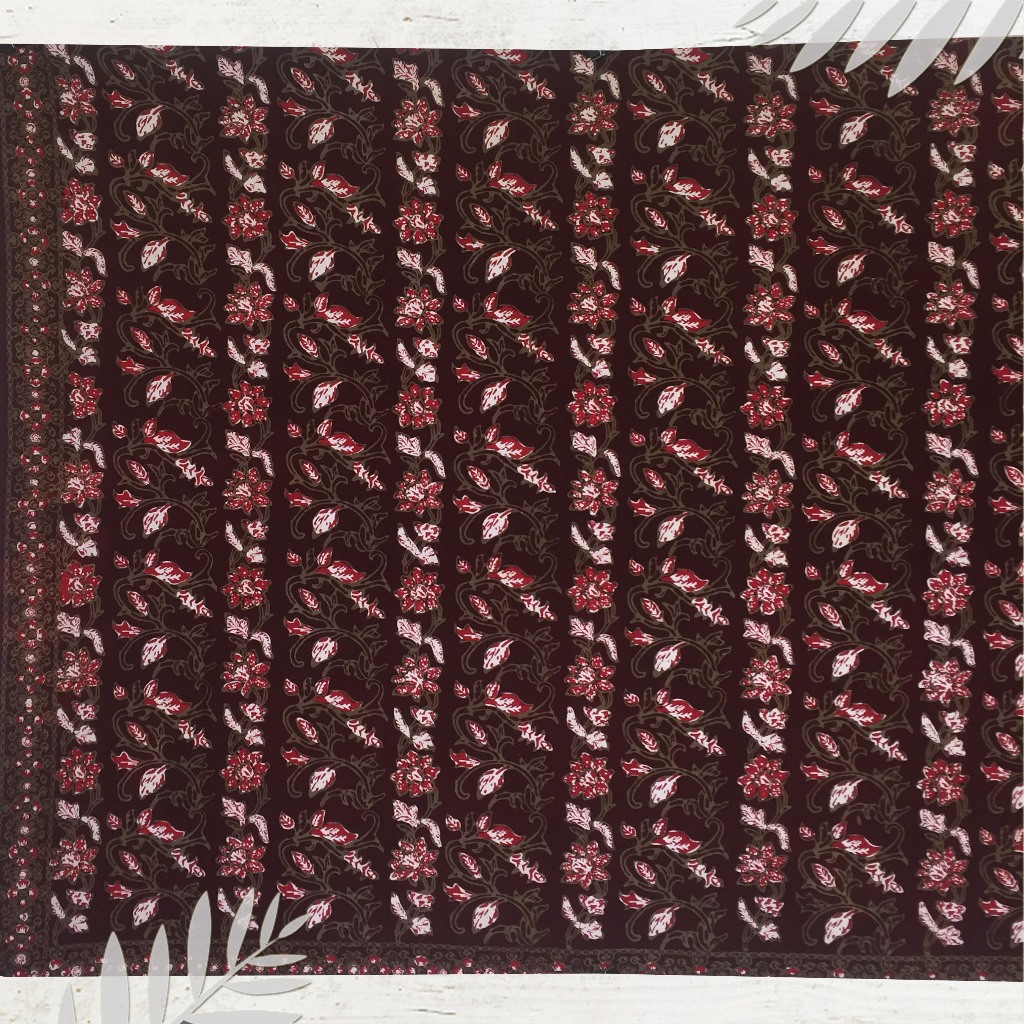 Batik jambi motif melati coklat | dasar bahan baju (Panjang.2m Lebar.105cm)