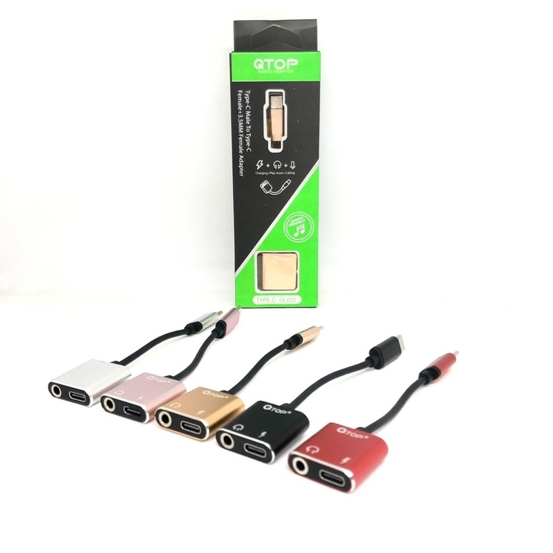 Kabel Splitter Qtop GL022 Type C Charger + Play Musik / Type-C / Tipe C