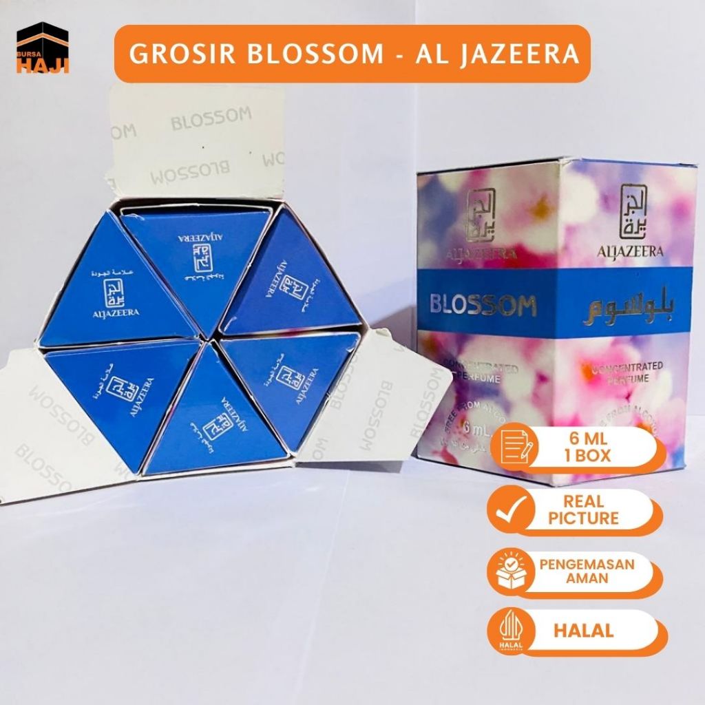 GROSIR 1 BOX Al Jazeera BLOSSOM 6ml Parfum Non Alkohol Roll On Original Al Jazeera 6Pcs
