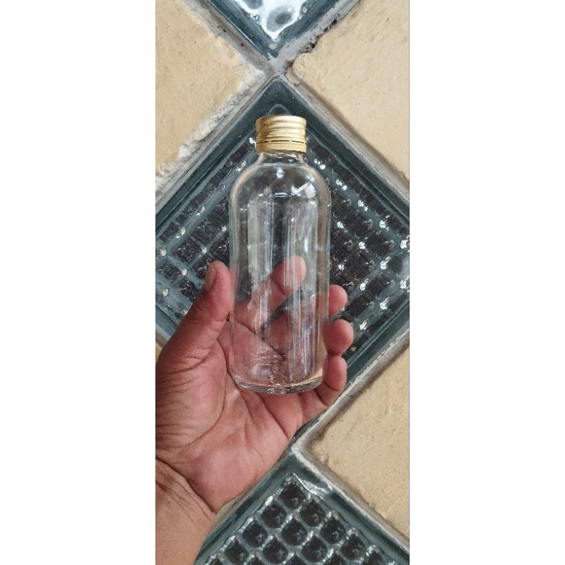 botol kaca laserin 250 ml tutup aluminium