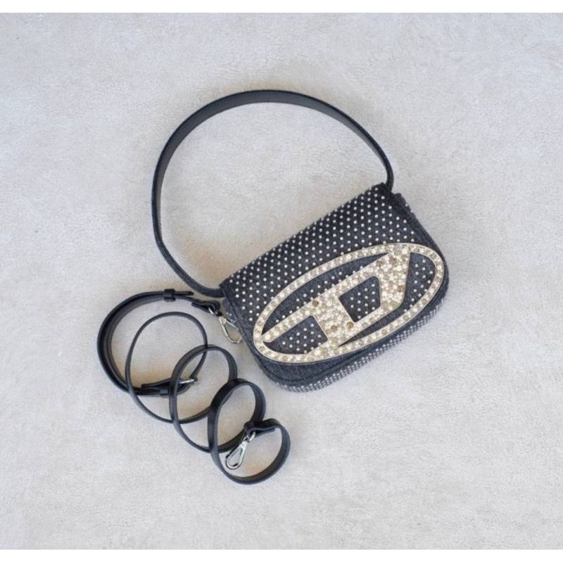 (READY STOCK) TAS DIESEL 1DR DENIM BLACK CRYSTAL LISA BLACKPINK - ORIGINAL