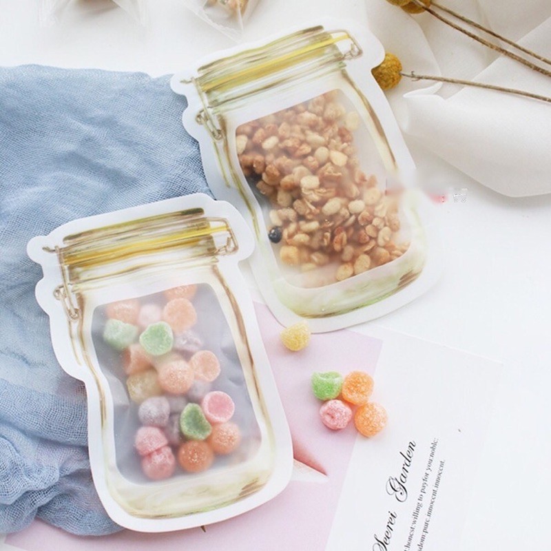 (ISI 5 PCS) V-TEC PLASTIK BAG BENTUK TOPLES - ZIPLOCK BAG 3D TOPLES JAR MEWAH ZIPPER COOKIES SNACK K