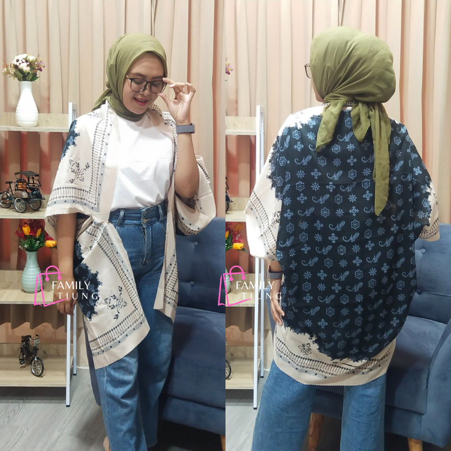 famili tiung - Outer Batwing Scarf BREAK HITAM/ Outer Scarf Cardigan Panjang / Outer Kondangan