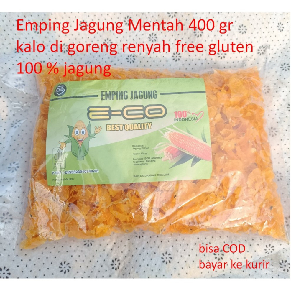 

Emping jagung mentah 400 gr kl di goreng renyah 100 persen dari jagung local free gluten