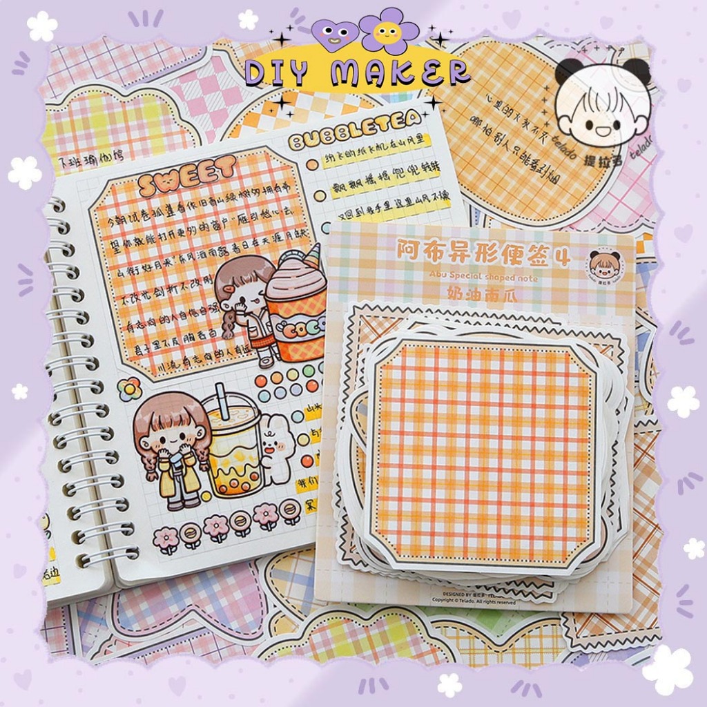

DM 100 Lembar Kertas Catatan Journaling Kertas Memo Aesthetic Abu Shaped Notes Memo DIY Note TLD55