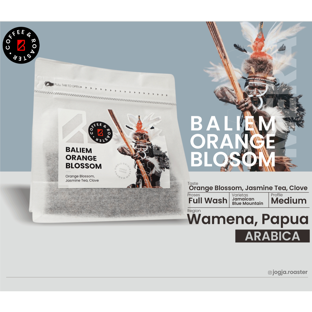 

Biji Kopi Arabika "Baliem Orange Blossom" 100 gram | Roast Bean, Grind Bean