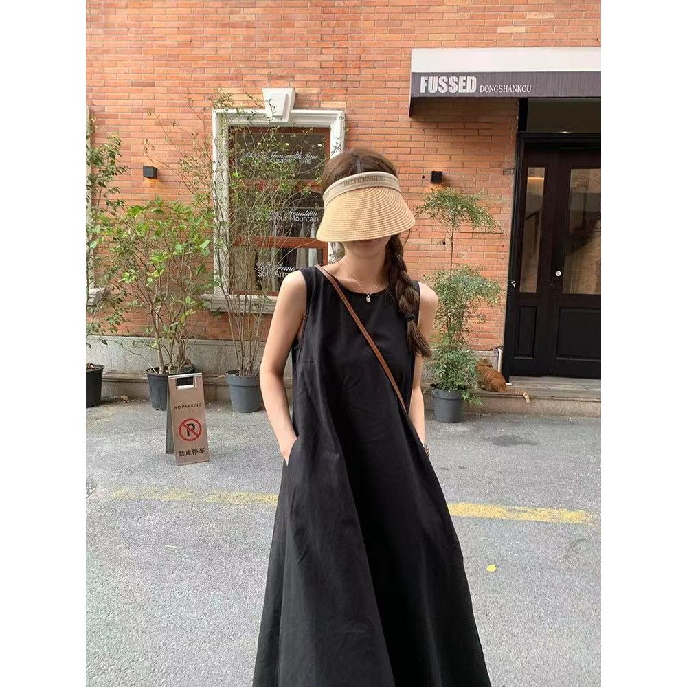 dress rompi wanita panjang dengan leher bulat