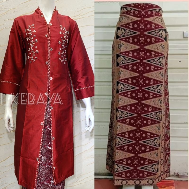 Setelan baju kurung dan rok batik tumpal jadi // baju kurung taffeta mix payet model teratai // baju