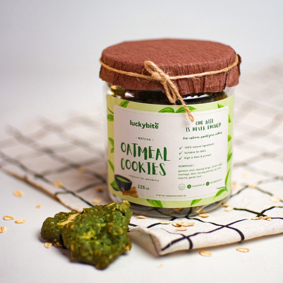 

NEWV Oatmeal Cookies Matcha Almond 225 gr LUCKYBITE Nyaman