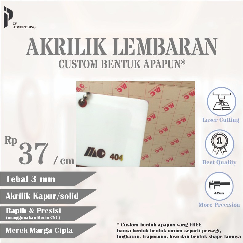 

Akrilik Putih Solid 3mm | Acrylic Putih Kapur Marga Cipta