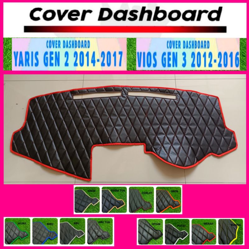 Cover Dashboard Toyota Vios Gen 3 2012-2016 & Yaris Gen 2 2014-2017, Custom Kulit Sintetis Motif Waj