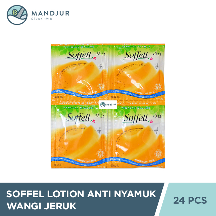 Soffell Lotion Wangi Kulit Jeruk Isi 24 Sachet - Lotion Anti Nyamuk