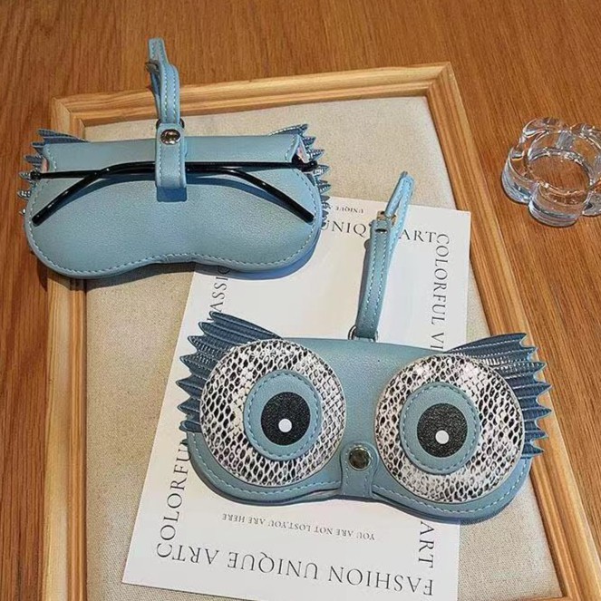 Aksesoris Gantungan Kacamata Dompet Tas Kacamata Frame Tempat Kacamata Kulit OWL Kancing Mewah Elega