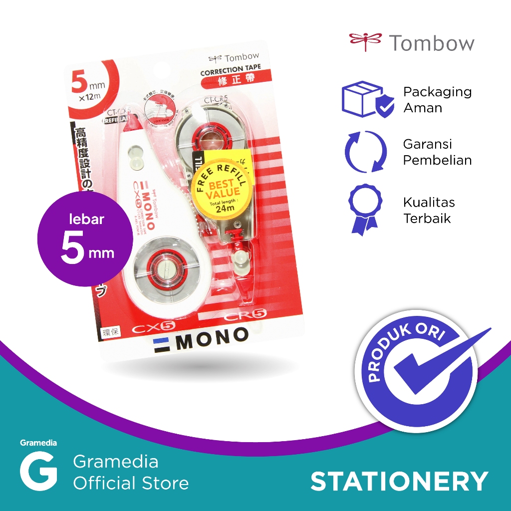 

Tombow Correction Tape Refillable + Ct-Cx5Cr5 Hns