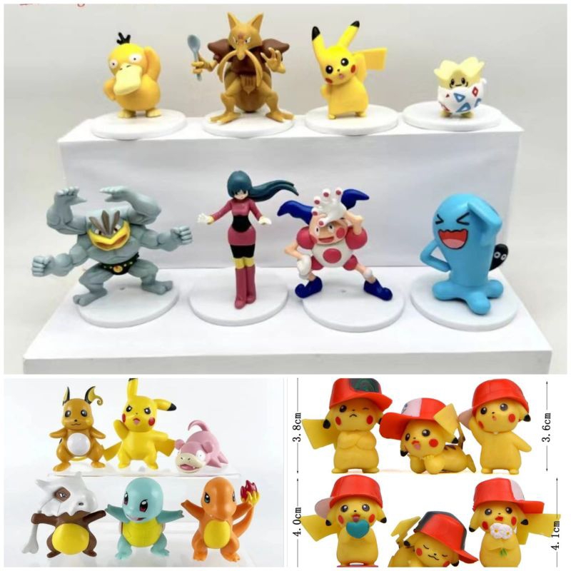 action figure pokemon Pikachu set mainan topper cake