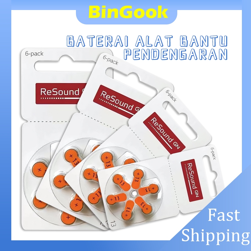 6Pcs Baterai Ukuran 13 Universal Alat Bantu Dengar Battery Baterai GN Resound 13 Hearing Aid Battery