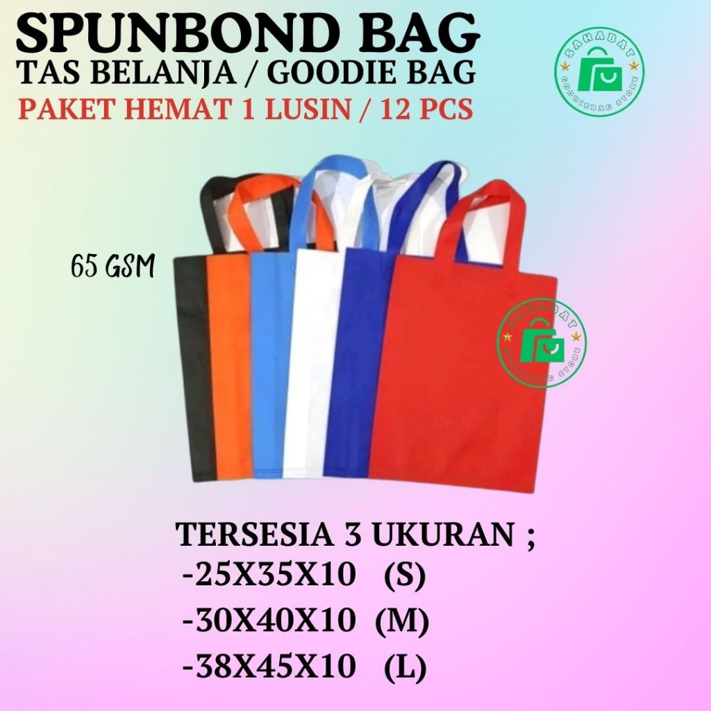 

12 pcs Goodie Bag Tas Spundbond,Tas Lipat Samping,Tas Sovenir Tas Hampers