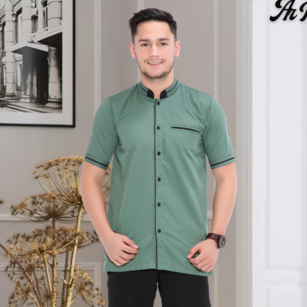 ARRA Koko Pria Lengan Pendek Jumbo Premium Arra Bahan Toyobo Hijau Botol