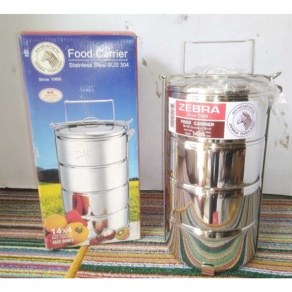 Rantang Stainless Steel 14cm X 4 / 16cm X 4 / ZEBRA Thailand / Stainless Steel